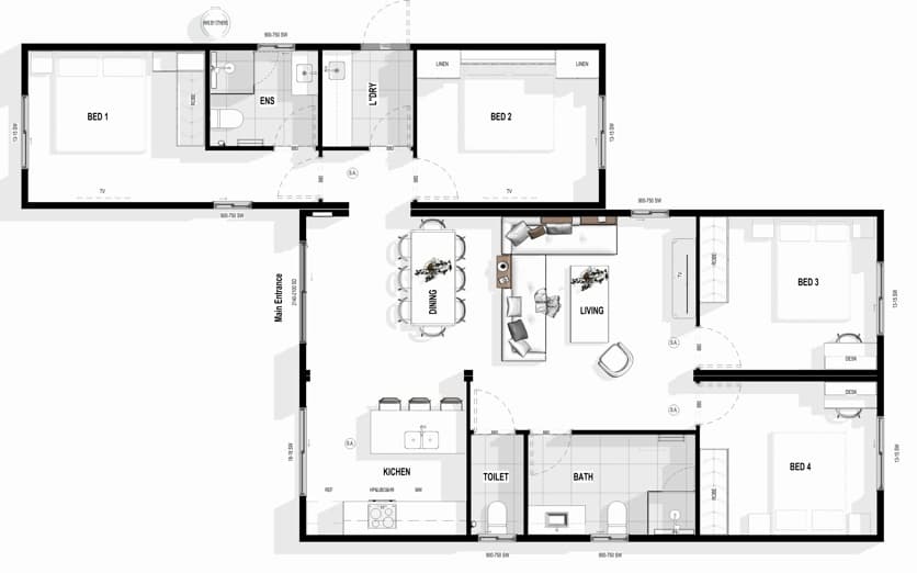 Cedar 4 bedrooms floor plan