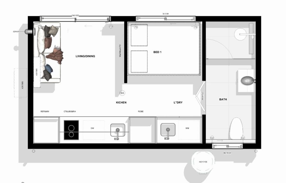 Vista 1 bedroom floor plan